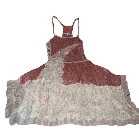 Gimmicks by BKE Rose Pink & Taupe Lace Spaghetti Straps Dress Tunic Women’s XS - Picture 4 of 12